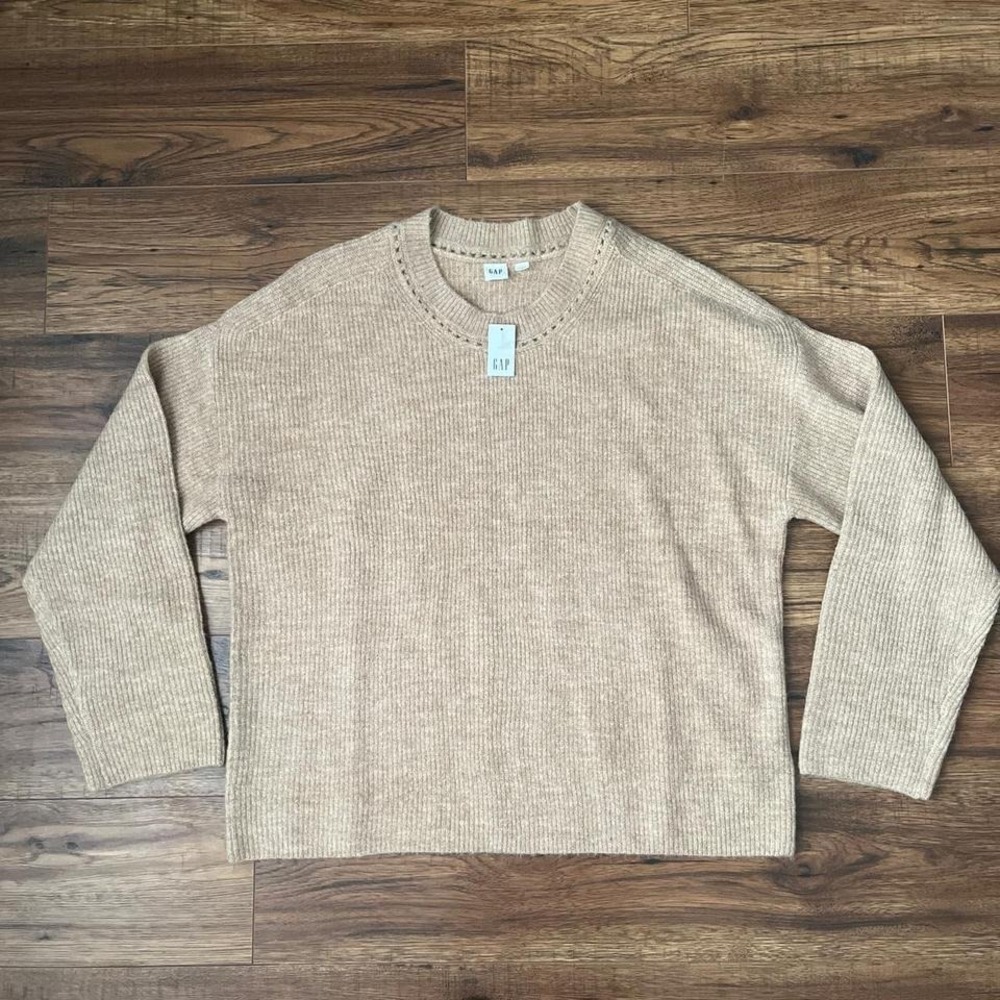 NWT Gap Brown Knit Crewneck Sweater‎ Neutral Womens Large Minimalist preppy
